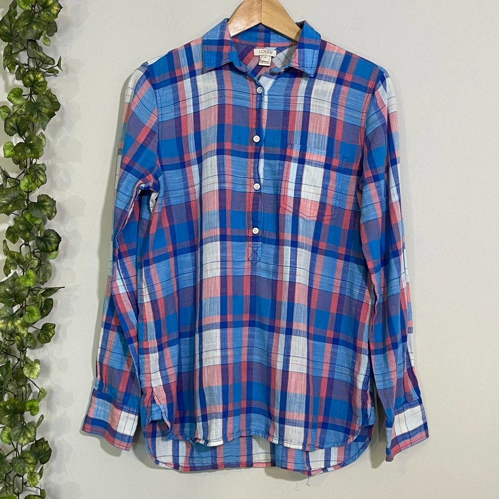 J. CREW | TOP SIZE XS BLUE PINK COTTON